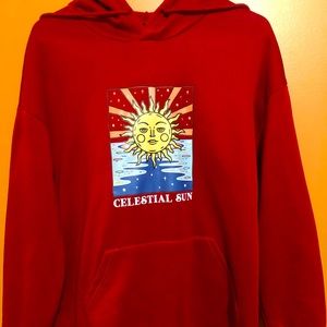 Shein dark red Celestial hoodie. Size small.New, never worn